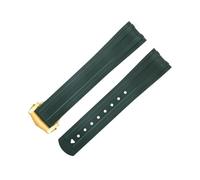 KDEGK Extremo curvado de goma fluorada FKM de 20mm para correa Omega para Seamaster 300, correas de reloj de repuesto con hebilla plegable de acero inoxidable(Green 2)