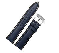 KDEGK Liberación rápida Genuinelather Reloj Correa para Fossil FTW1114 4016me3110 FS5436 24 20 2 Banda de reloj de 2 mm para Huawei Pro 2 Gear S2 S3(Blue silver clasp,24mm)