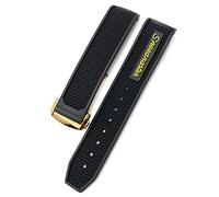 KDEGK Para Omega Store Correa de despliegue de acero inoxidable 20mm 21mm 22mm(Black yellow gold,19mm)