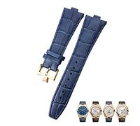 KDEGK Para Vacheron Constantin Overseas Black Blue Brown Bamboo Grain Watch Bands 25mm Cuero genuino Interfaz convexa Correa de reloj(Light blue rose)