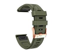 KDEGK Reemplazo de Correa de Reloj de 20 mm para Garmin Fenix 5S/5S Plus/6S/7S/Instinct 2S/D2, Correa de Silicona Suave de Ajuste rápido con Hebilla de Oro Rosa Pulsera Impermeable Transpirable(Army