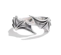 KDENRQGJ Anillos ajustables para parejas, diseño vintage de alas de ángel, ojo de demonio, hip hop, para hombres y mujeres, joyería retro de color plateado