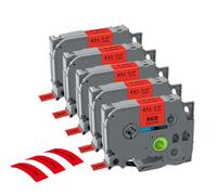 KDFCVUX Paquete de 5 Cintas de Etiquetas TZe231 compatibles con la rotuladora PTH110 Tze 131 631 334 335 12 mm Blanco(5PK Black on Red)