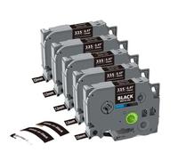 KDFCVUX Paquete de 5 Cintas de Etiquetas TZe231 compatibles con la rotuladora PTH110 Tze 131 631 334 335 12 mm Blanco(5PK White on Black)