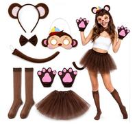 KDFSSIPE Accesorios Disfraz Tigresa Mujer, Tigresa Halloween para Mujer | Incluye Máscara Tutú Orejas de Peluche Cola y Guantes Ideal para Carnaval Cosplay Fiestas de Disfraces y Bailes de Máscaras