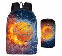 KDFSSIPE Mochila Escolar con Estampado de Baloncesto, Estuche De Papelería De Baloncesto, Baloncest-o Mochila, Viaje Ligera Mochila, Bolsa De Papelería De Balon-cesto De Gran Capacidad