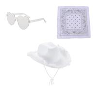 KDFSSIPE Sombrero de Vaquero Occidental, Girl's Western Cowboy Hat, Set de Sombrero Vaquero, Adecuado para Fiestas de Solteros Masculinas y Femeninas Cosplay - 3PCS (Blanco)