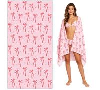 KDFSSIPE Toalla De Playa con Lazo Rosa,75 * 150cm Toalla Microfibra Prevención De Arena,Toalla De Playa Lazo, Adecuado para Playa Lscina Yoga Deportes Fitness