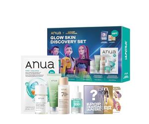KDH ANUA GLOW - Juego de descubrimiento de la piel (PDRN MASK 3EA + suero PDRN de 10 ml + aceite limpiador de 20 ml + espuma celulante de 25 ml + tóner de arroz de 40 ml + tarjeta fotográfica)