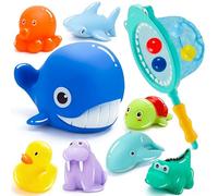 KDISHKRA 13 Piezas Juguetes de Baño Bebé, Juguetes Agua Bebé con Animales Marinos y Red y Bolas del océano, Juguetes Bañera bebé para 1 2 3 4 5 Años, Juguetes Flotantes Piscina Niños