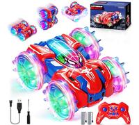 KDISHKRA Coche Teledirigido para Niños Desde 3-10 Años, Coche RC Monster Truck 360° con Luces LED y 2 Baterías, 2,4 GHz 4x4 Anfibio para Agua, Arena, Nieve y Hierba