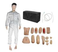 KDJFS Maniquí de Entrenamiento de Enfermería de Tamaño Real - Simulador de 170 cm con Módulos de Heridas Intercambiables para RCP, Cateterismo, Inyecciones y Cuidados - Incluye Bolsa