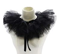 Kdjsic Mujeres Victoriano Fruncido Malla Cuello Falso Chal Retro Capas de Tul Desmontable Cuello Ruff Decorativo Payaso Cosplay Gargantilla