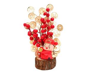 Kdjuope Adorno Decorativo de Resina con Forma de Flores Rojas Artificiales, Aspecto Natural Y Función Creativa, Ideal para La Decoración de Fiestas de, Dios Riqueza 13cmx28cm, Individual