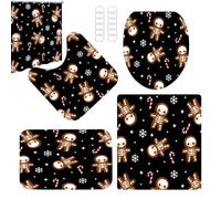 kdkskss Juego de Decoración de Baño de Halloween,Cortina De Baño Fantasmas Decoración con Alfombrilla Y Funda para Inodoro - Decoraciones de Fiestas de Secado Rápido para Dormitorio