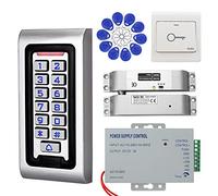 KDL Kit de sistema de control de acceso RFID Controlador a prueba de agua Teclado con cerradura eléctrica DC 12V, Salida de Puerta, para puerta de vidrio de madera sola