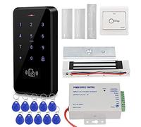 KDL Sistema de Control de Acceso a la Puerta Controlador de Teclado RFID a Prueba de Agua IP68, Fuente de alimentación DC12V, Cerradura magnética eléctrica 180kg / 350lb con Soporte Z&L para el hogar