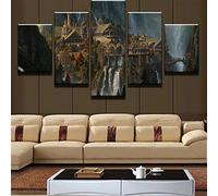 KDLLK Lienzo Arte Impresiones Cartel de Pared Cuadro Modular 5 Panel Señor de los Anillos Decoración del Hogar Sala de Estar Pinturas Modernas Obra de Arte Sin Marco Pintura Mural
