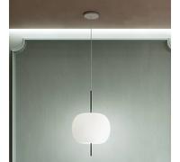 kdln Lámpara colgante Kushi, blanco/negro, Ø 33 cm, cristal