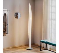 kdln Lámpara de pie Shakti, plateada, satinada en blanco, altura 200 cm