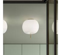 kdln Lámpara de techo Kushi, color latón/blanco, Ø 16 cm, cristal