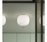 kdln Lámpara de techo Kushi, color latón/blanco, Ø 33 cm, cristal