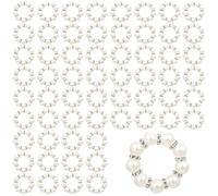 Kdouehg 60 Anillos de Servilleta de Perlas de Imitación con Cuentas de Diamantes de Imitación, Anillos de Servilleta, Anillos de Servilleta, Anillos de Servilleta