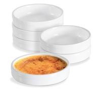 Kdouehg Ramekins de 4 Oz, Moldes para Crème Brûlée, Platos de Cerámica Poco Profundos Aptos para Horno, para Hornear Natillas, Moldes para Quiche, Paquete de 6