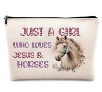 kdqua Regalos de caballo para niñas, bolsa de maquillaje de caballos, solo una chica que ama los caballos, regalos divertidos para los amantes de los caballos, mujeres, regalos ecuestres, bolsa de
