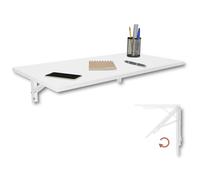KDR Mesa Plegable de Pared 80 x 40 cm - Mesa abatible Multifuncional Ahorra Espacio, Escritorio Plegable o Mesa de Comedor para Cocina, Oficina o Estudio (Blanco)