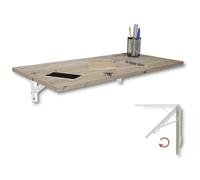 KDR Mesa Plegable de Pared 80 x 40 cm - Mesa abatible Multifuncional Ahorra Espacio, Escritorio Plegable o Mesa de Comedor para Cocina, Oficina o Estudio (Roble nudoso)