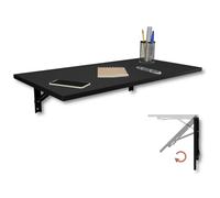 KDR Mesa Plegable de Pared 80 x 40 cm - Mesa abatible Multifuncional Ahorra Espacio, Escritorio Plegable o Mesa de Comedor para Cocina, Oficina o Estudio (Negro)