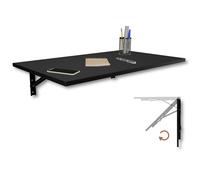 KDR Mesa Plegable de Pared 80 x 50 cm - Mesa abatible Multifuncional Ahorra Espacio, Escritorio Plegable o Mesa de Comedor para Cocina, Oficina o Estudio (Negro)