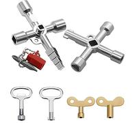 KDUH Llave Cruzada Universal 6 Piezas, Llave Triangular Universal Agujero Cuadrado Grifo Llave Cuadradillo, Llave para Radiadores Ascensor 4 Vías Llave de Utilidad, para Contadores de Agua y Gas etc