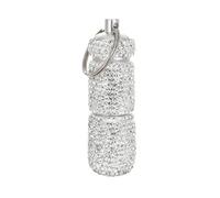 KDUPUP Mini estuche dispensador de medicamentos con diamantes de imitación con llavero, portátil, 2 compartimentos, pequeño soporte para píldoras de viaje, organizador de píldoras de bolsillo de