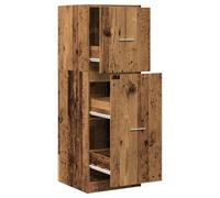 KDVXBCQJH Armario de farmacia con aspecto de madera envejecida, 40 x 41 x | Armario auxiliar estrecho con 3 puertas para cocina, oficina y salón. Construcción estable de madera con protección