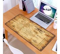 KDWJS Alfombrilla para ratón Speed Gaming XXL 90x40 cm - Base para Mesa - Mejora la precisión y la Velocidad - Resistente - Conjunto de mapas de Islas, Mapa del Tesoro Pirata Dorado rústico y Sucio m