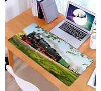 KDWJS Alfombrilla para ratón Speed Gaming XXL 90x40 cm - Base para Mesa - Mejora la precisión y la Velocidad - Resistente - Una histórica Locomotora de Vapor Alemana circula por los Campos