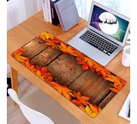 KDWJS Alfombrilla para ratón Speed Gaming XXL 90x40 cm - Base para Mesa - Mejora la precisión y la Velocidad - Resistente - Otoño, Hojas secas derramadas sobre el Tablero de una cabaña rústica de Mad