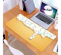 KDWJS Alfombrilla para ratón Speed Gaming XXL 90x40 cm - Base para Mesa - Mejora la precisión y la Velocidad - Resistente - Comida, Imagen de Dibujos Animados de Conos de Helado derretidos, Lavable