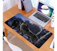 KDWJS Alfombrilla para ratón Speed Gaming XXL 90x40 cm - Base para Mesa - Mejora la precisión y la Velocidad - Resistente - Animales, el Lobo llora bajo la Luna Llena de Polvo de Nieve, abrazad el mi