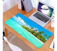 KDWJS Alfombrilla para ratón Speed Gaming XXL 90x40 cm - Base para Mesa - Mejora la precisión y la Velocidad - Resistente - Hermosa Isla Tropical de Maldivas con Playa, mar y Palmeras de Coco.