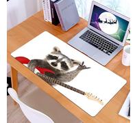 KDWJS Alfombrilla para ratón Speed Gaming XXL 90x40 cm - Base para Mesa - Mejora la precisión y la Velocidad - Resistente - Retrato de un Mapache Divertido con Guitarra eléctrica Que Muestra un Gesto