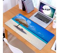 KDWJS Alfombrilla para ratón Speed Gaming XXL 90x40 cm - Base para Mesa - Mejora la precisión y la Velocidad - Resistente - Resort de Playa, un paraíso Frente al mar con tumbonas y sombrillas, bañado