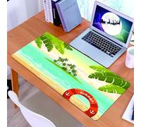 KDWJS Alfombrilla para ratón Speed Gaming XXL 90x40 cm - Base para Mesa - Mejora la precisión y la Velocidad - Resistente - Ilustración del océano, Isla con Palmeras de Coco, mar C