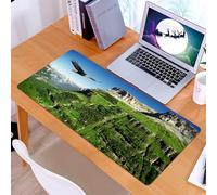 KDWJS Alfombrilla para ratón Speed Gaming XXL 90x40 cm - Base para Mesa - Mejora la precisión y la Velocidad - Resistente - Un halcón en un Vuelo exuberante con Picos Verdes bajo un Cielo Azul verdos