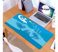 KDWJS Alfombrilla para ratón Speed Gaming XXL 90x40 cm - Base para Mesa - Mejora la precisión y la Velocidad - Resistente - Un Hada en la Luna proyecta una Estrella sobre un Misterioso Castillo, ubic