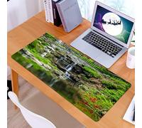 KDWJS Alfombrilla para ratón Speed Gaming XXL 90x40 cm - Base para Mesa - Mejora la precisión y la Velocidad - Resistente - Colección Japonesa, Cascada y Estanque bajo el Puente Riflessi di fior