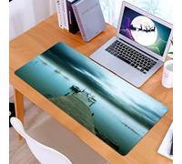 KDWJS Alfombrilla para ratón Speed Gaming XXL 90x40 cm - Base para Mesa - Mejora la precisión y la Velocidad - Resistente - Paisaje, Cielo Nocturno tormentoso sobre el Lago Puerto, embarcadero de Mad
