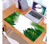 KDWJS Alfombrilla para ratón Speed Gaming XXL 90x40 cm - Base para Mesa - Mejora la precisión y la Velocidad - Resistente - Hojas Verdes exuberantes, Hojas Tropicales Verde Esmeralda, Hojas de Palma